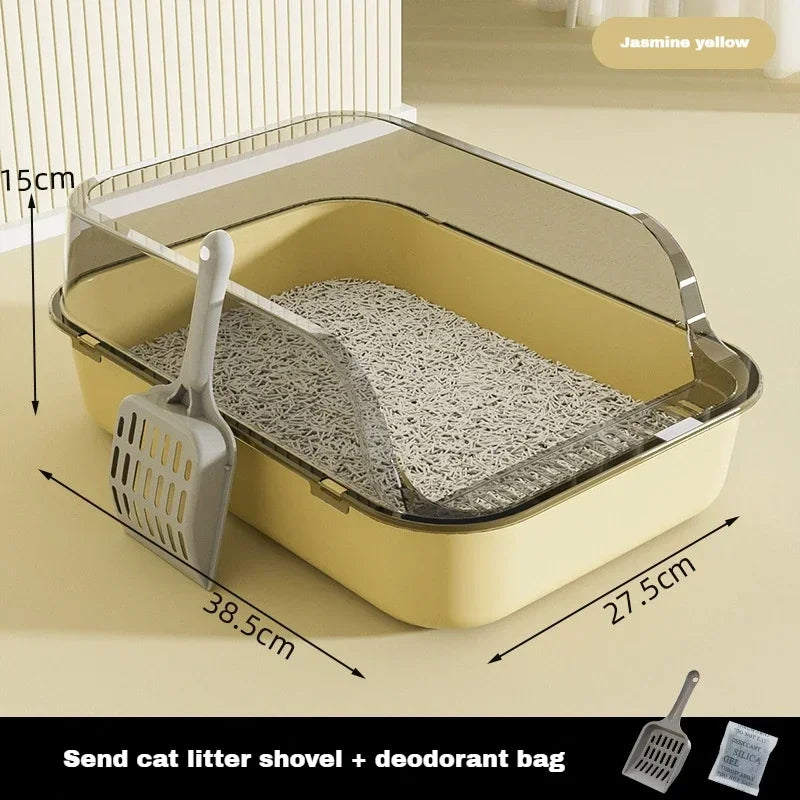 Half-Closed Cat Litter Box with Splash Guard and Included Scoop | Pet Supplies