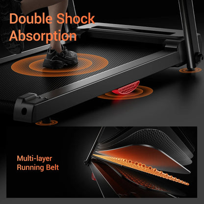 Compact Folding Treadmill with 3.0HP Motor, Bluetooth, and LED Screen