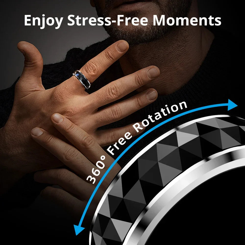 Fitness Tracking Ring with Rotating Spinner | Monitors Heart Rate, Sleep, Activity, 60-Day Battery Life, App Compatibility & Charging Case