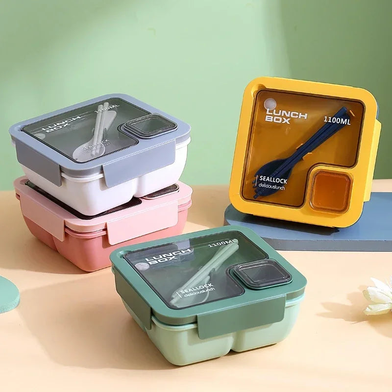 Microwave-Safe Meal Prep Container with Cutlery - Leak-Resistant Bento Box