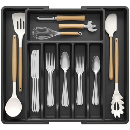 Plastic Storage Tray with 8 Compartments for Kitchen Drawer Organization