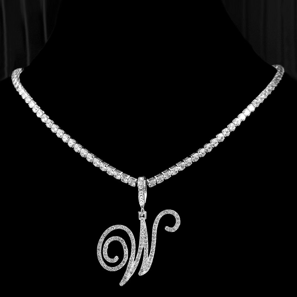 Elegant Initial Pendant Necklace in Silver