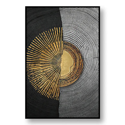 Sophisticated Black and Gold Tree Ring Canvas Art for Home