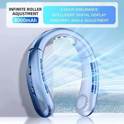 Rechargeable Neck Breeze Fan with LED Battery Indicator 8000mAh