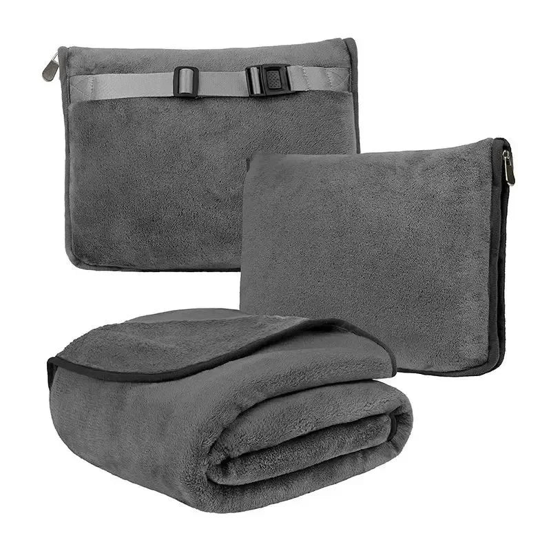 2-in-1 Travel Blanket | Plush Coral Fleece Pillow & Blanket | Soft, Warm, Portable