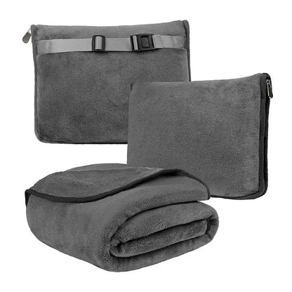 2-in-1 Travel Blanket | Plush Coral Fleece Pillow & Blanket | Soft, Warm, Portable