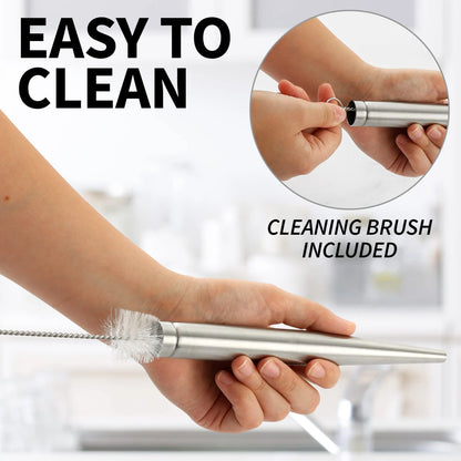 Marinade Injector with 2 Needles & Cleaning Brush | For Liquid & Thick Marinades | Stainless Steel & Silicone