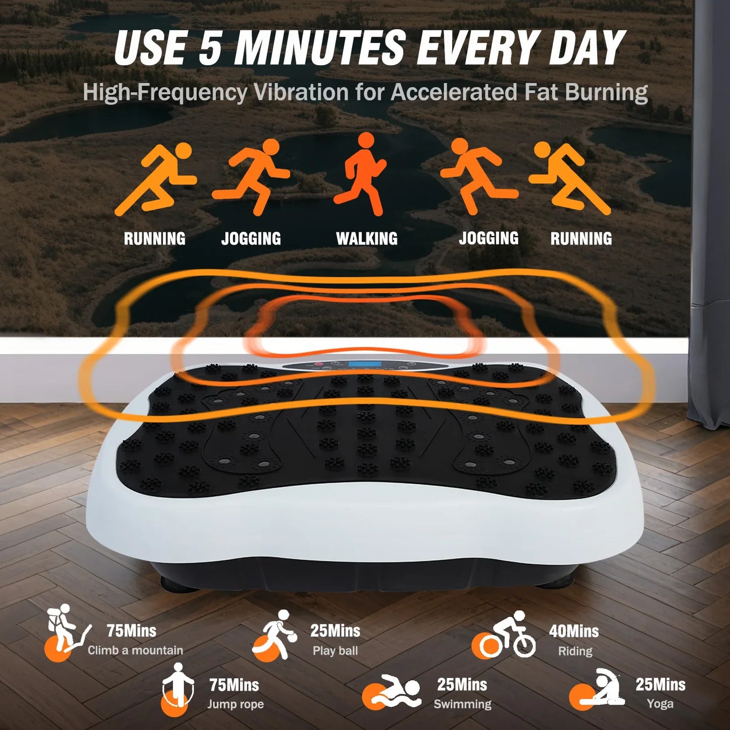 Dual Motor Full Body Vibration Exercise Machine with 120 Speeds and Bands