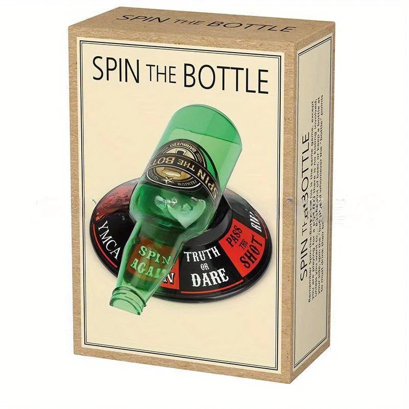Compact Drinking Game for Adults - Spin the Bottle with Action Fields