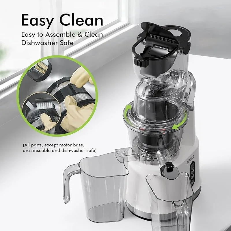 Masticating Juicer with 3.27" Wide Chute – BPA-Free, Low Noise, High Yield