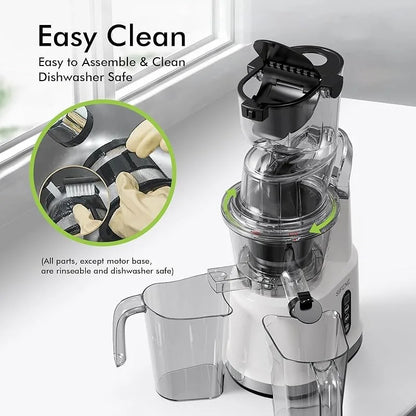 Masticating Juicer with 3.27" Wide Chute – BPA-Free, Low Noise, High Yield