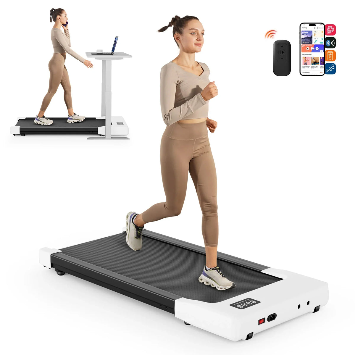 Slim Under Desk Treadmill with 2.5HP Motor | 265 lb Capacity, LED Display, Remote, 2.5 MPH