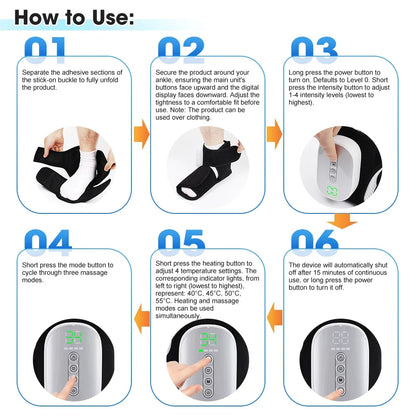Rechargeable Foot and Ankle Wrap – Air Compression Massager with Heat, 3 Modes, 5 Intensities & Vibration Option