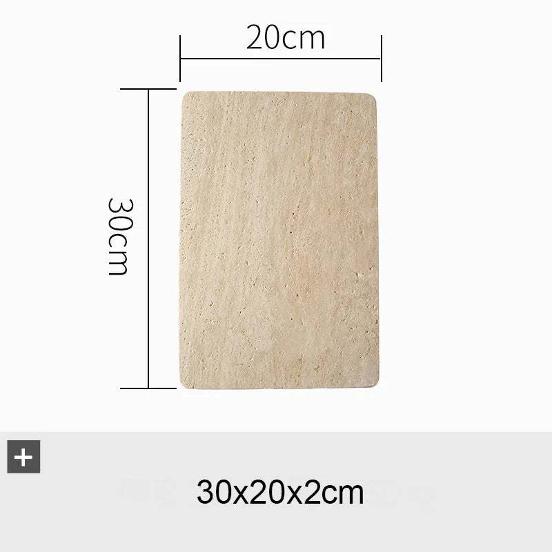 Beige Travertine Serving Plate – Natural Marble Decorative Tray