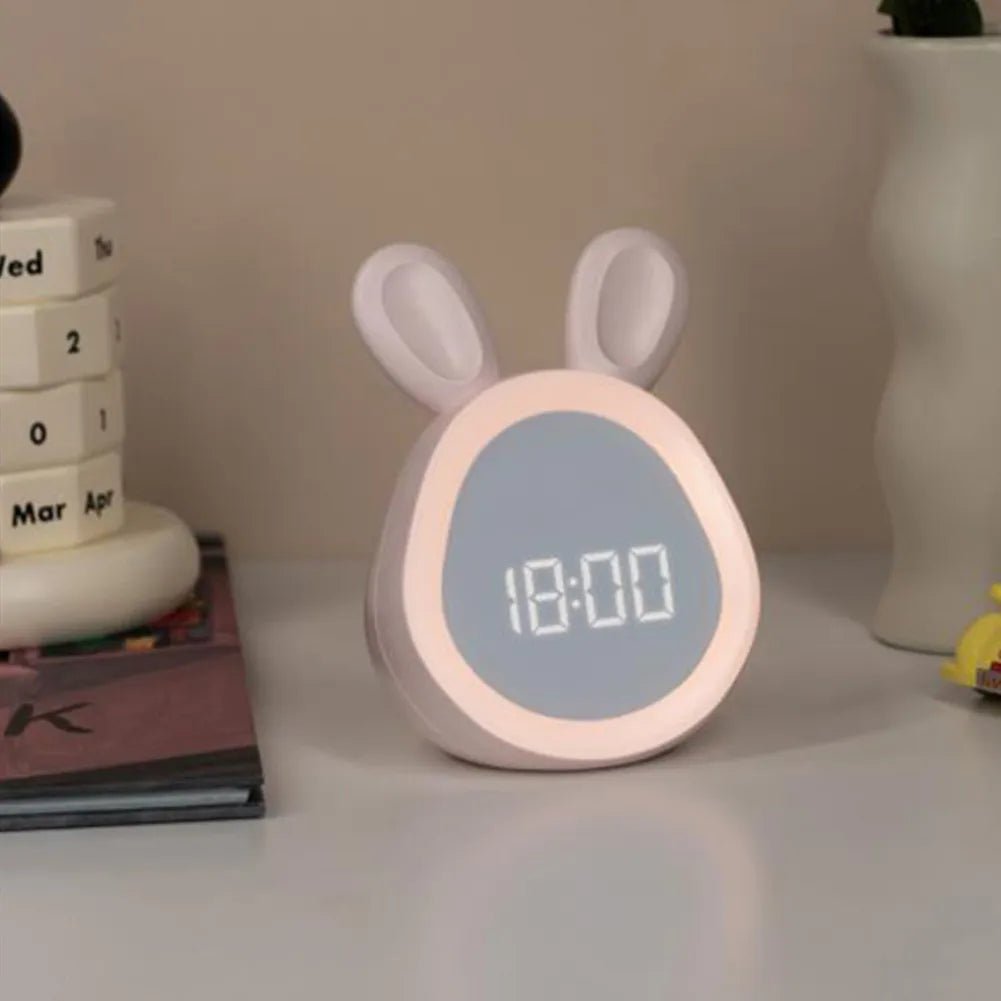 Children's Alarm Clock with LED Night Light and Rabbit Design