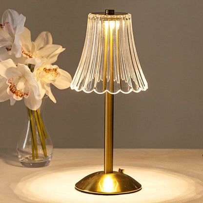 Decorative Glass Table Lamp with Sparkling Shade and Golden Crystal Finish