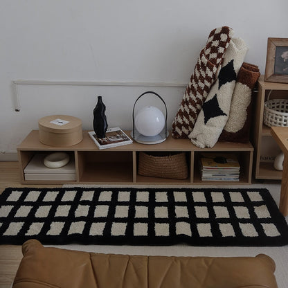 Monochrome Checkered Area Rug