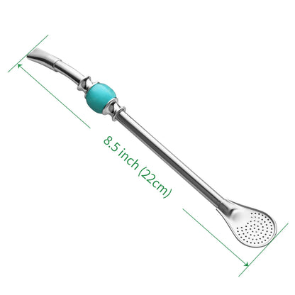 Reusable Yerba Mate Straws Set with Stainless Steel Bombilla and Brushes