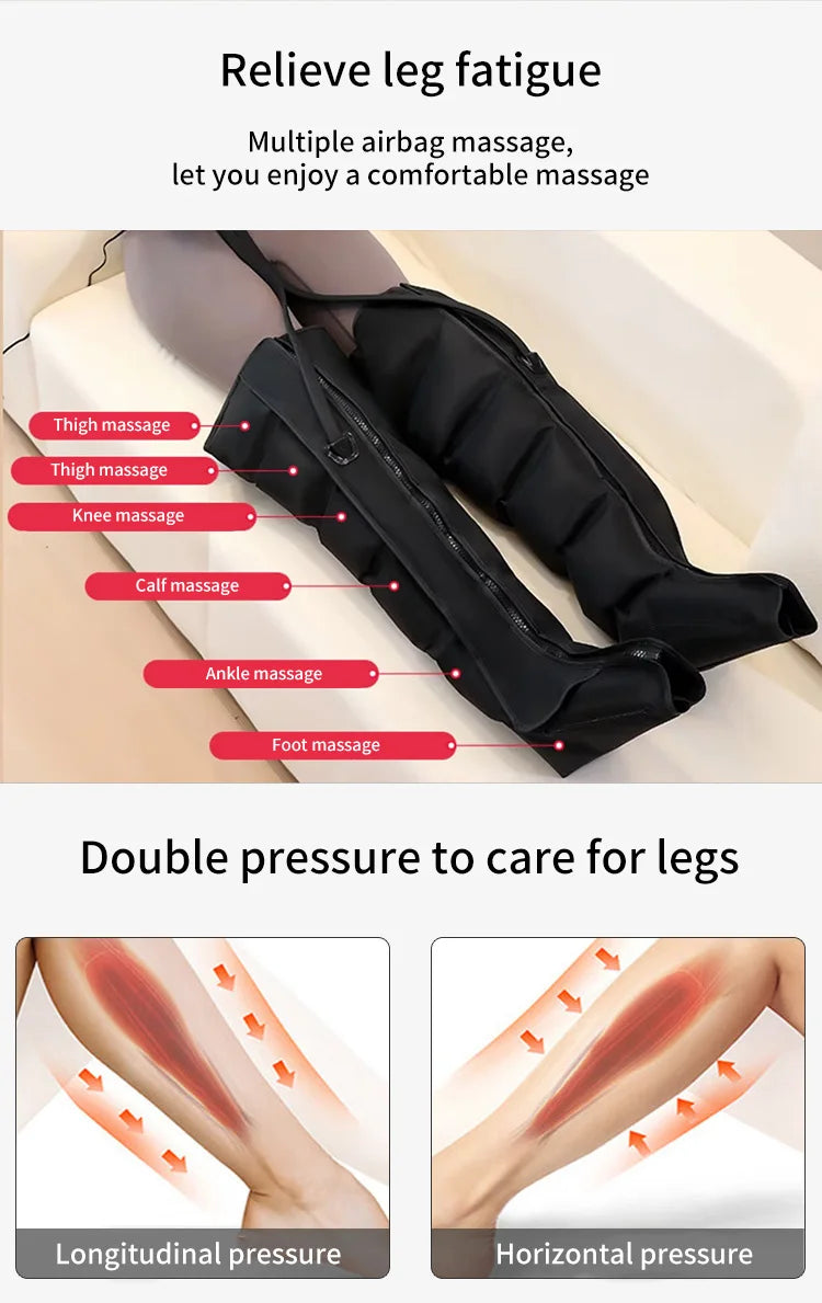 Leg Massager Boots with Air Compression – 360° Foot and Calf Wraps, 3 Modes & Intensities, Remote Control