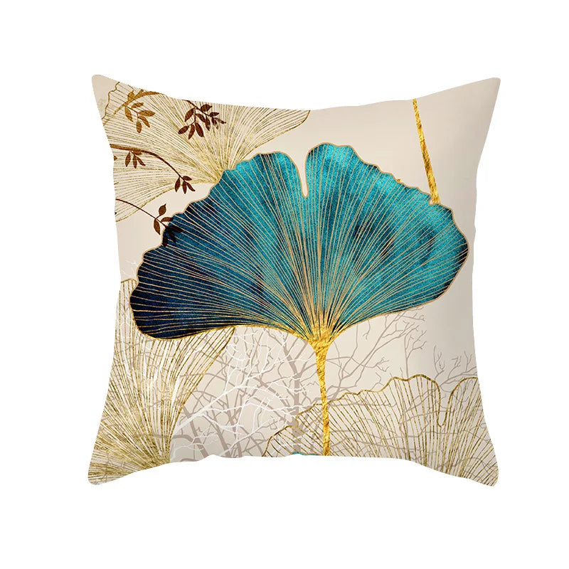 Soft and Cozy Cushion Cover with Ginkgo Leaf Design | 45×45 cm