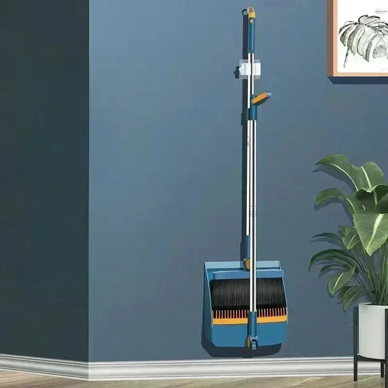 Compact Broom and Dustpan Set with Hair Removal and Foldable Design