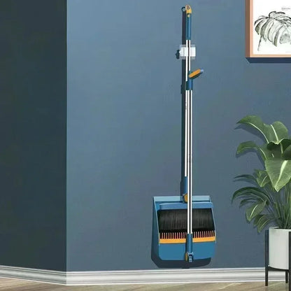 Compact Broom and Dustpan Set with Hair Removal and Foldable Design
