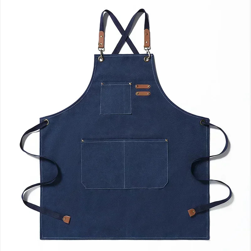 Adjustable Unisex Chef Apron with Pockets – Durable Canvas Workwear