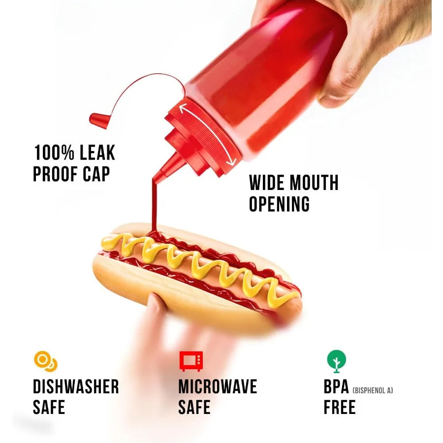 3-Pack of 12 oz Squeeze Bottles for Sauces – Leak-Resistant Dispenser for Oil, Syrup & Dressing