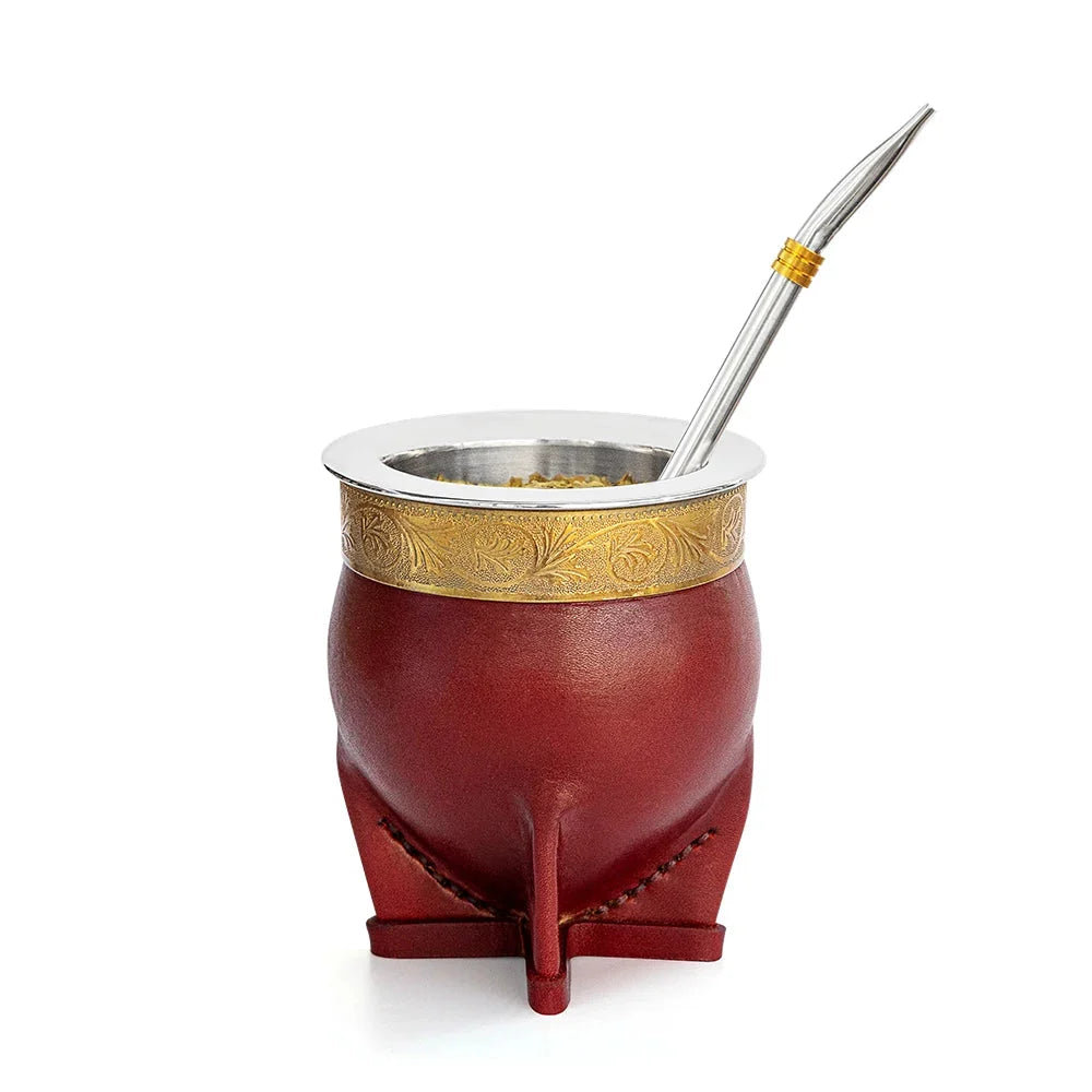Stainless Steel Yerba Mate Set - Gold Cup, Bombilla Straw, Cleaning Brush