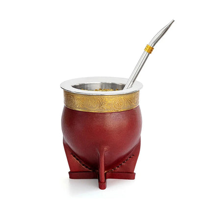 Stainless Steel Yerba Mate Set - Gold Cup, Bombilla Straw, Cleaning Brush