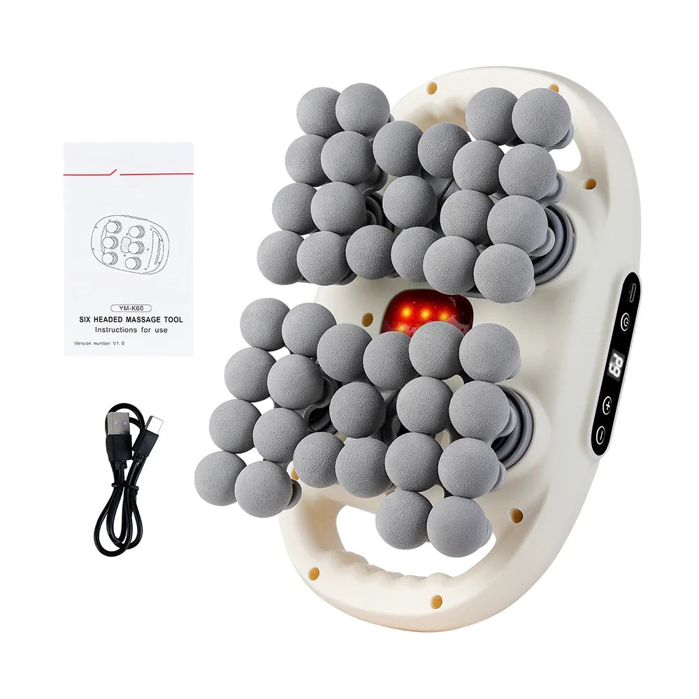 Deep Tissue Massage Gun with 42 Heads, Red Light Heat & Dual Handles - 9 Modes & Intensities