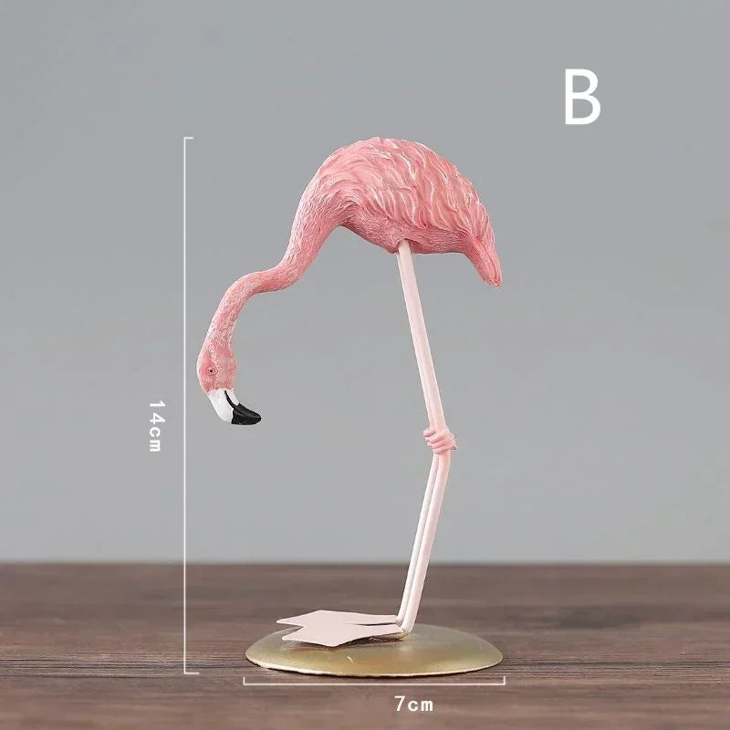 Cartoon Flamingo Figurine – Resin Ornament for Home and Office Decoration