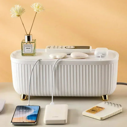 Cable Management Box with Lid - Storage for Sockets and Router - White Scandinavian Design