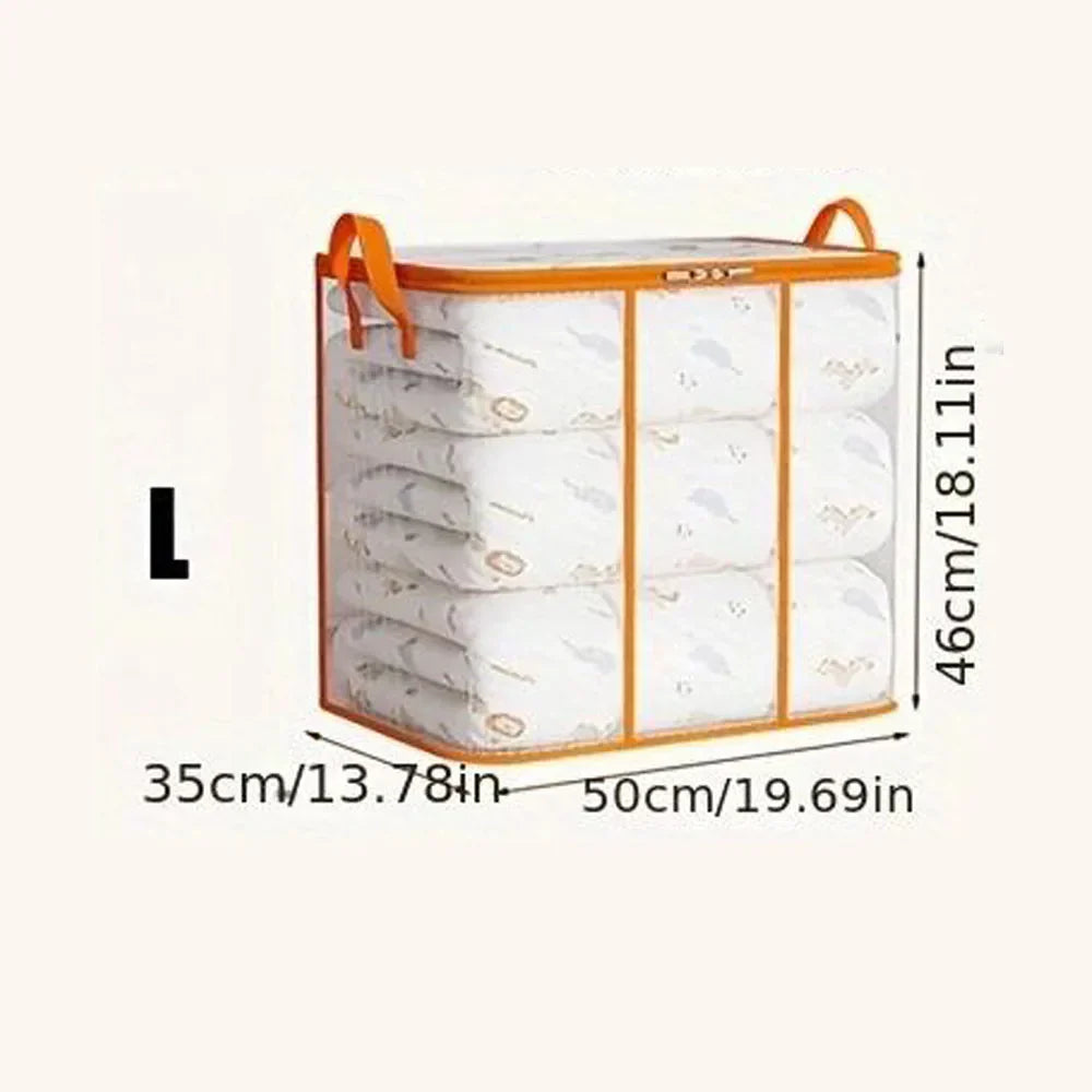 Transparent Storage Bag for Clothes | Zippered Folding Duvet and Pillowcase Bag with Large Capacity