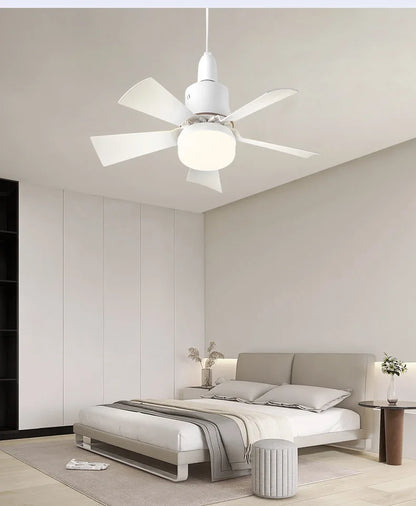 30W Remote-Controlled Ceiling Fan Light - LED Dimming, Quiet Design for Bedroom & Living Room