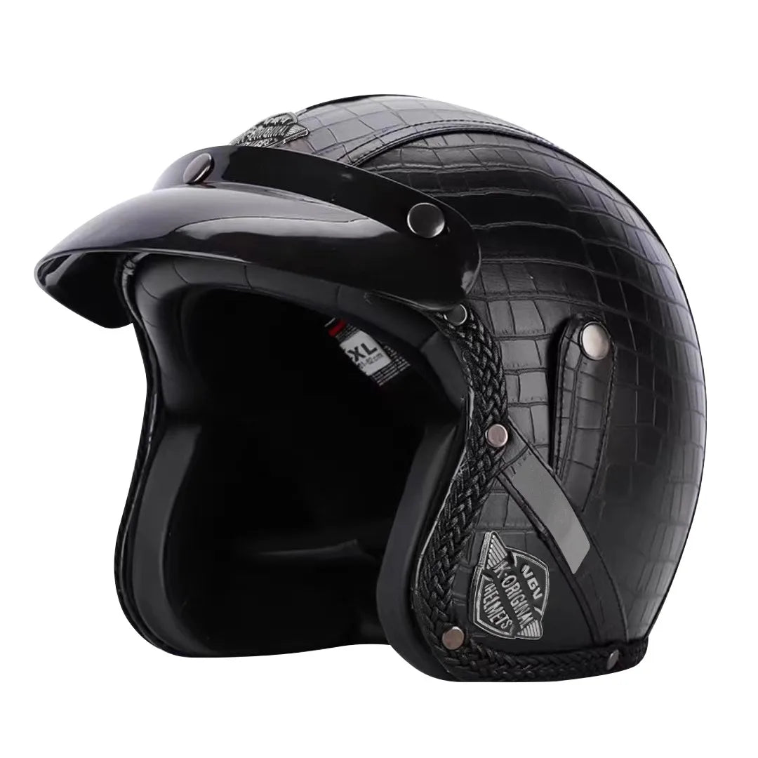 Retro Open Face Motorcycle Helmet - Kael - 3/4 Size