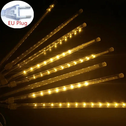 LED Meteor Shower String Lights with EU Plug | 8 Tubes | 30 cm / 50 cm Length | Warm White or Cool White | Perfect for Outdoor & Holiday Decor