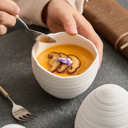 Minimalist Ceramic Bowl in Egg Shape for Kitchen Decor