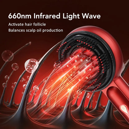 Scalp Comb Massager with 660nm LED Light | 3 EMS Levels, RGB Modes, 6ml Oil Applicator & USB-C