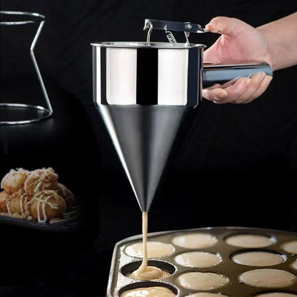 Stainless Steel Dough Dispenser with Stand | 600 ml or 1200 ml Capacity | Accurate Baking Tool for Cupcakes & Pancakes