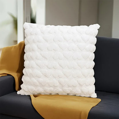 Heart-Shaped Plush Pillow Cover in Solid Colors – Soft Cushion for Sofa, Bed & Living Room