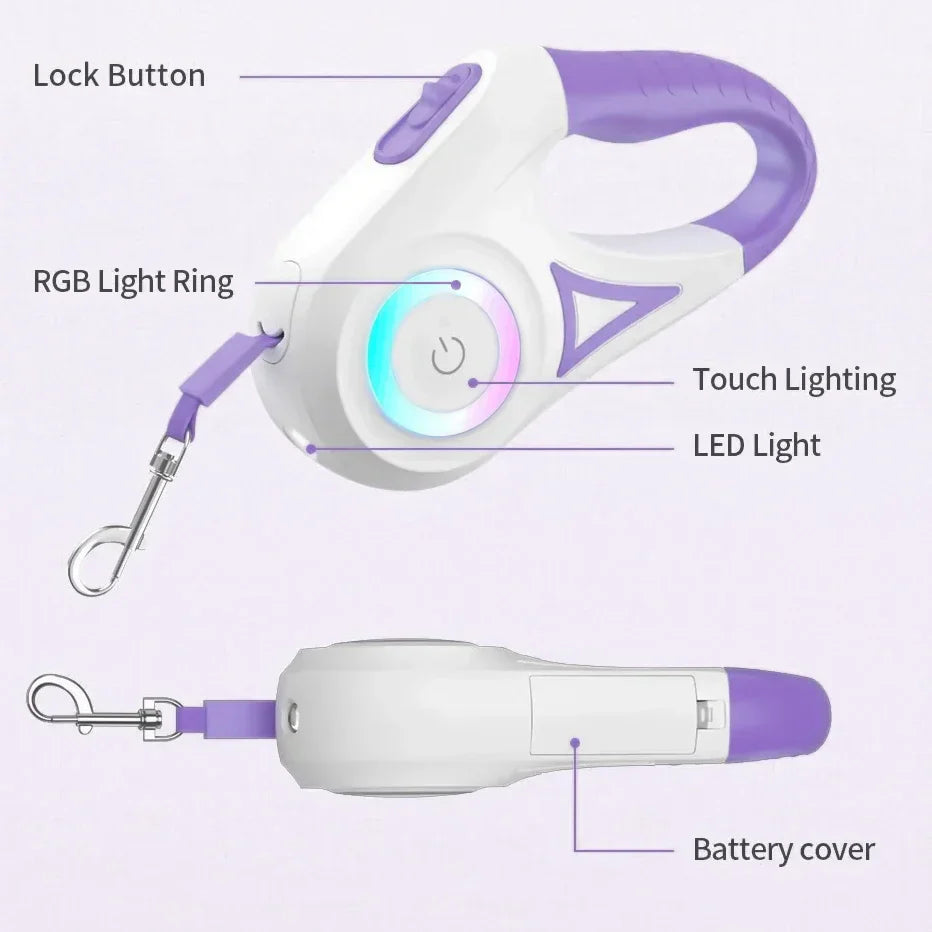 Ergonomic LED Retractable Leash for Dogs and Cats – Safe Night Walks