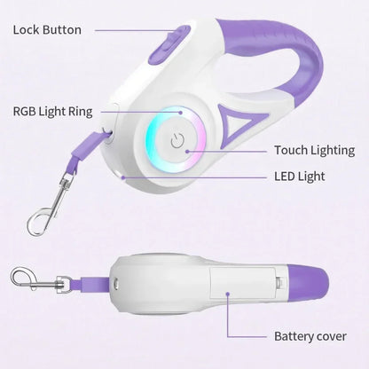 Ergonomic LED Retractable Leash for Dogs and Cats – Safe Night Walks