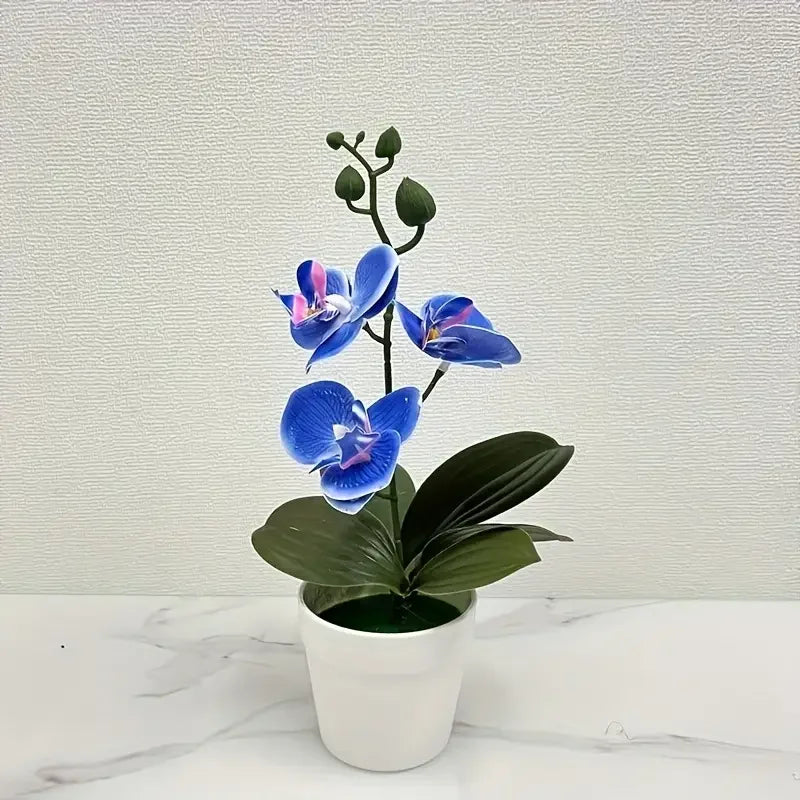Artificial Orchid Bonsai | Realistic Flowers | Light-Resistant Table Decor for Living Room, Office & Entryway