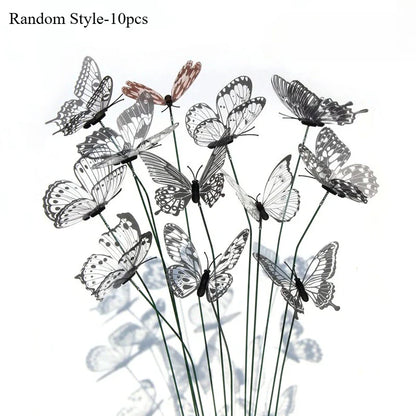 Garden Decoration Butterfly Stakes, Set of 10 | Realistic Design | PVC Material | Outdoor Decor
