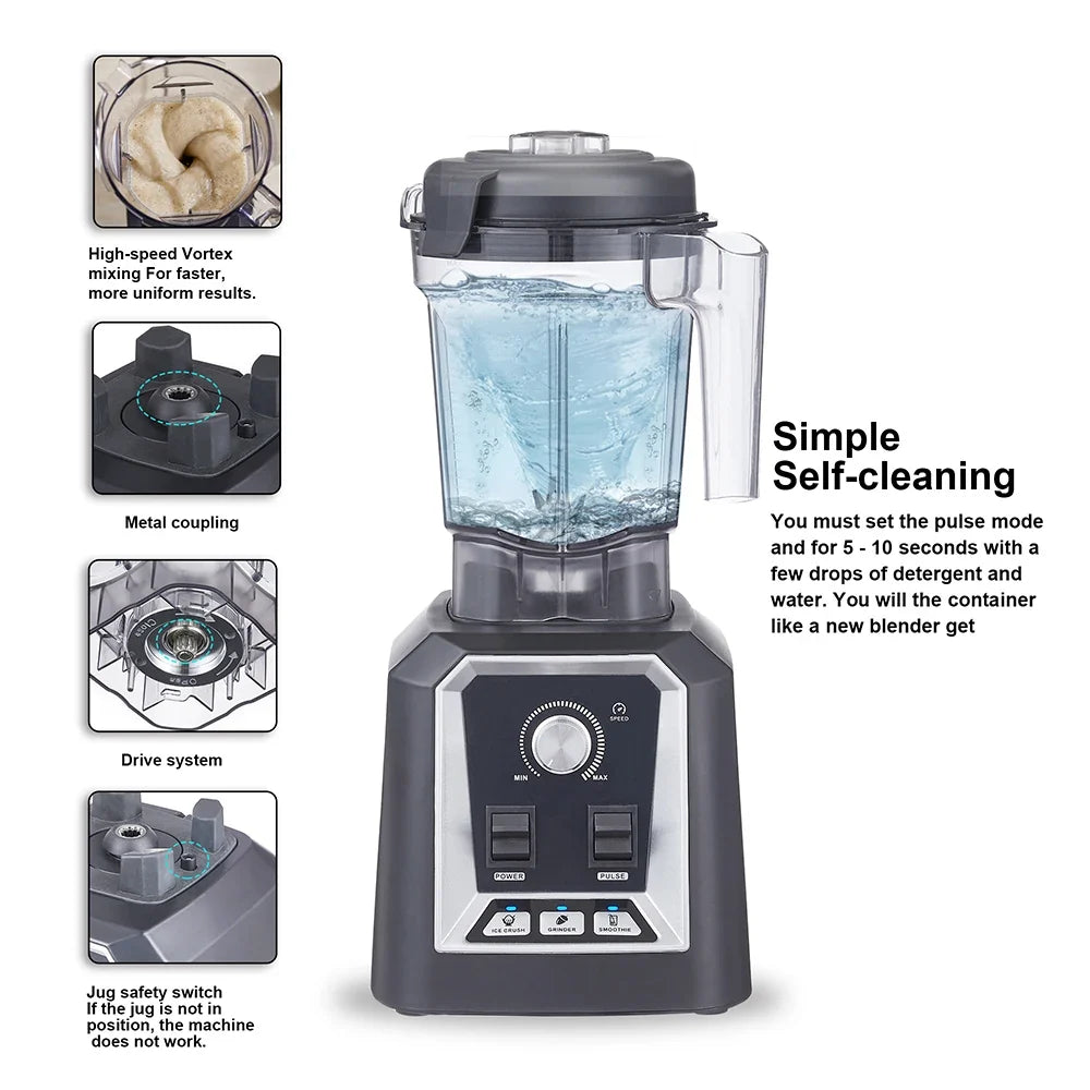 Countertop Blender with 2200W Motor, 3 Settings & 2L BPA-Free Container