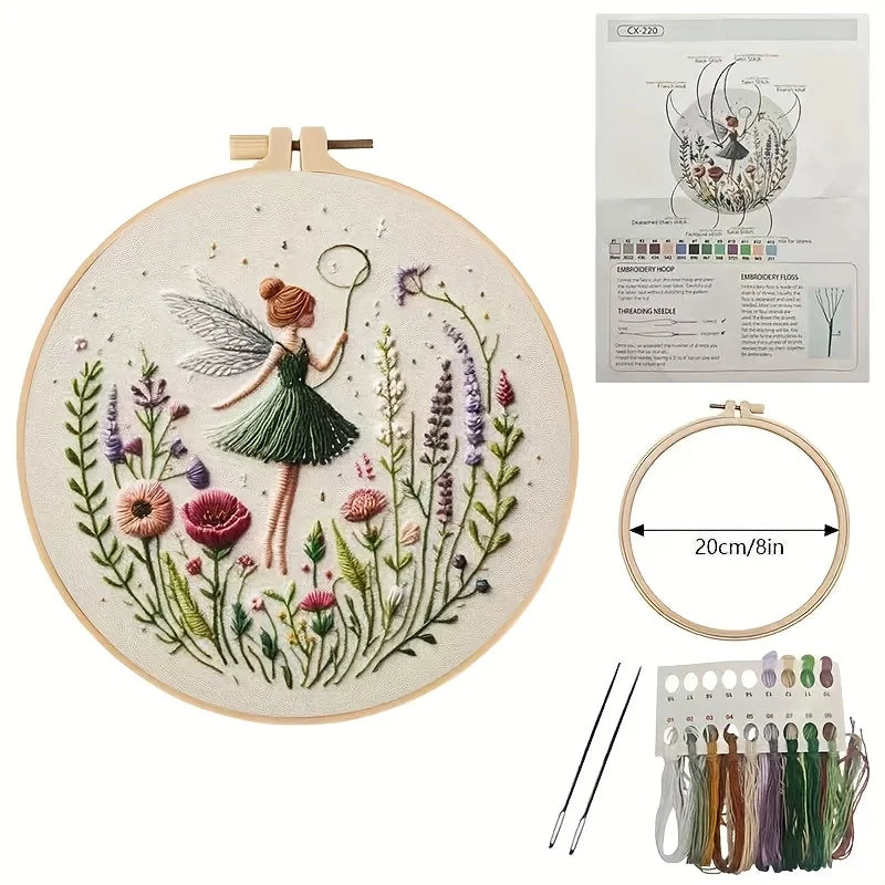 DIY Embroidery Kit for Enchanted Girl | Complete Beginner Set with 20 cm Hoop