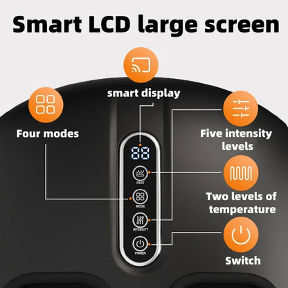 Heat and Air Compression Foot Massager with Remote, LCD Display & Adjustable Intensity