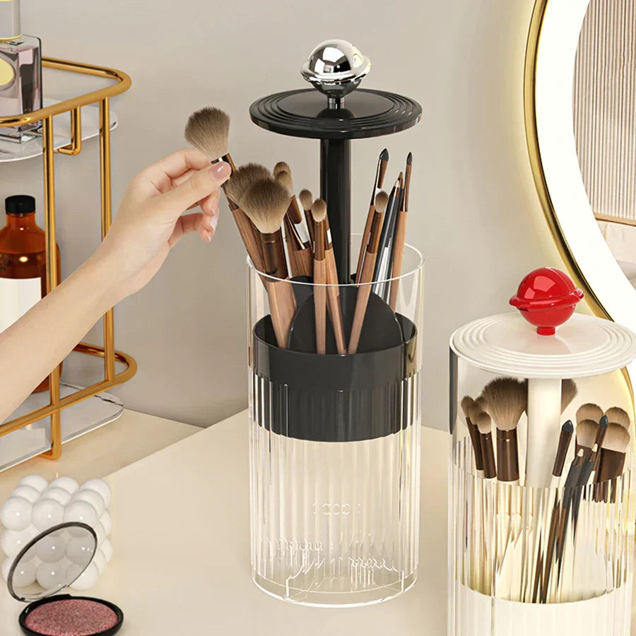 Makeup Brush Organizer with Auto Lift Feature