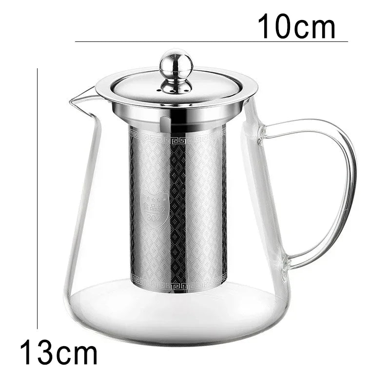 Heat-Resistant Glass Teapot 450ml-950ml with Stainless Steel Infuser for Kung Fu Tea, Puer and Oolong
